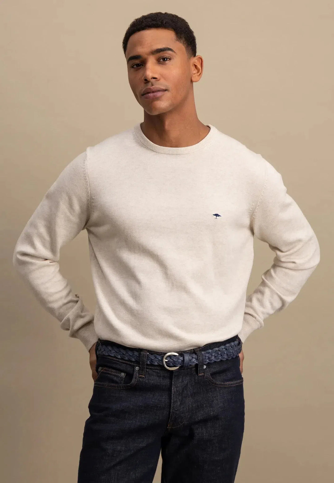 Superfine Cotton Crewneck Knit New Off White-Fynch-Hatton UK