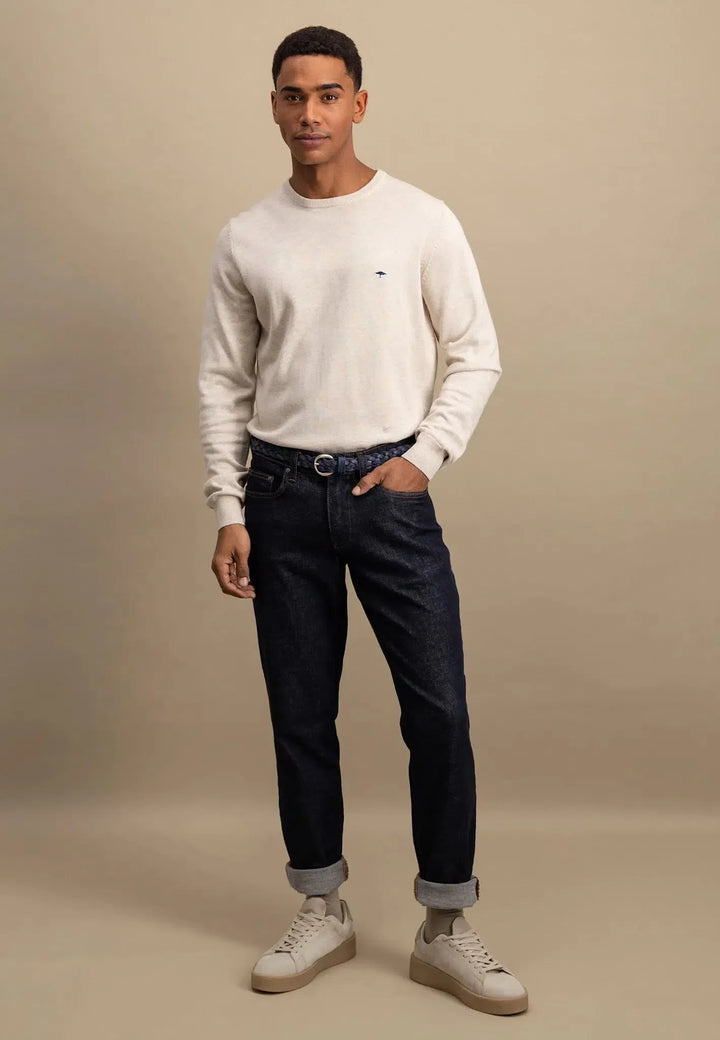 Superfine Cotton Crewneck Knit New Off White-Fynch-Hatton UK