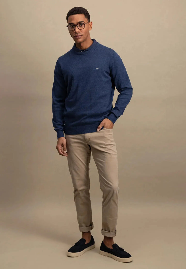 Superfine Cotton Crewneck Knit Night-Fynch-Hatton UK