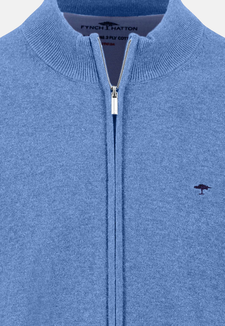 Superfine Stand-Up Cardigan Crystal Blue-Fynch-Hatton UK