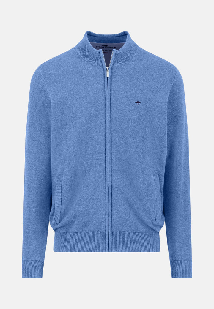Superfine Stand-Up Cardigan Crystal Blue-Fynch-Hatton UK