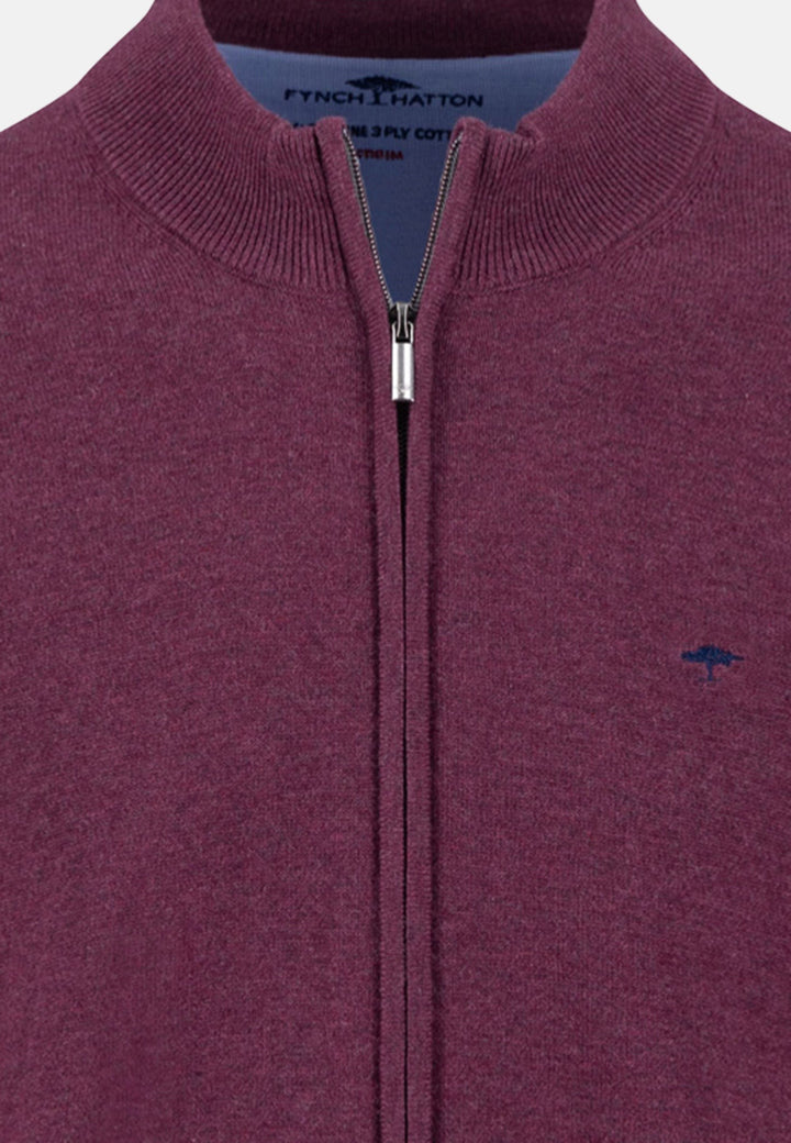 Superfine Stand-Up Cardigan Deep Merlot-Fynch-Hatton UK