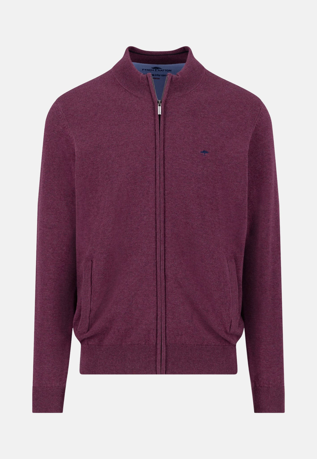 Superfine Stand-Up Cardigan Deep Merlot-Fynch-Hatton UK