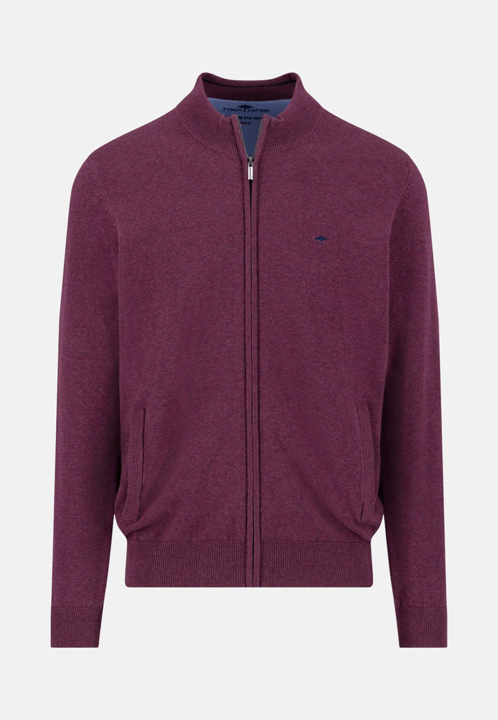 Superfine Stand-Up Cardigan Deep Merlot-Fynch-Hatton UK