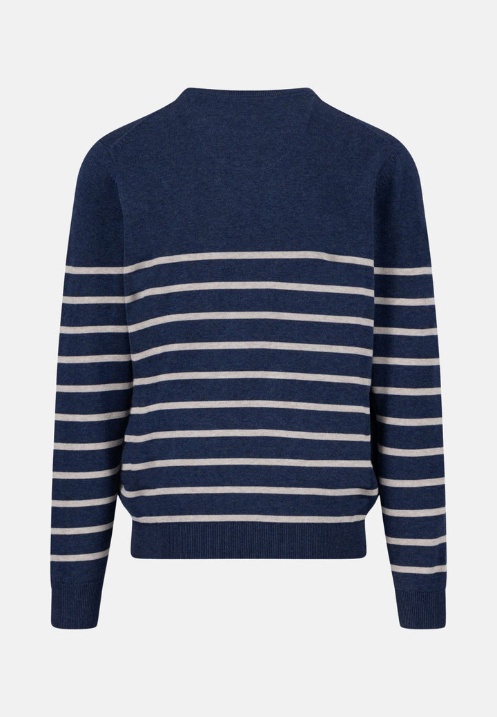 Superfine Striped Cotton Crewneck Knit Night-Fynch-Hatton UK