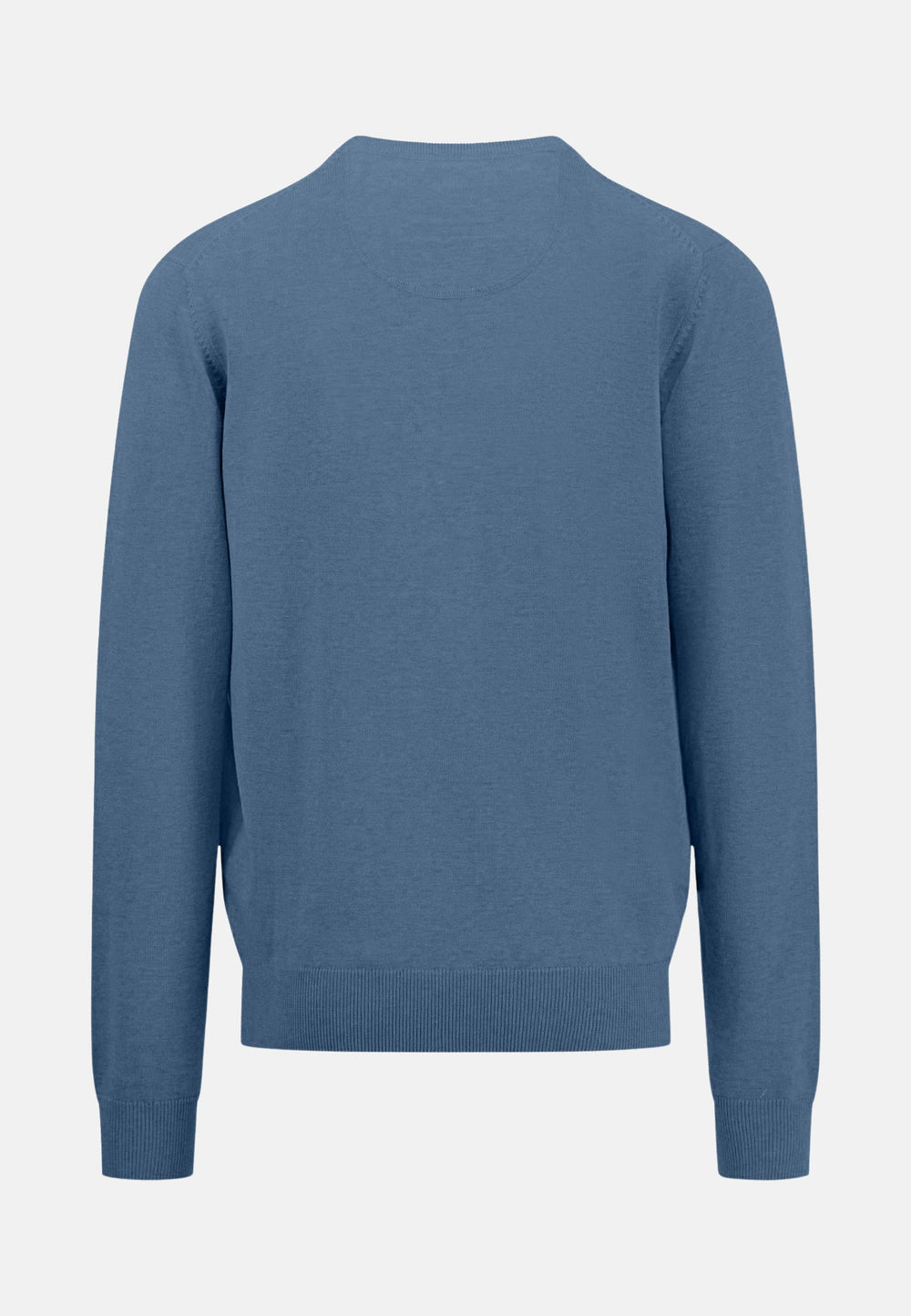 Superfine V-Neck Cotton Knit Cloud Blue-Fynch-Hatton UK