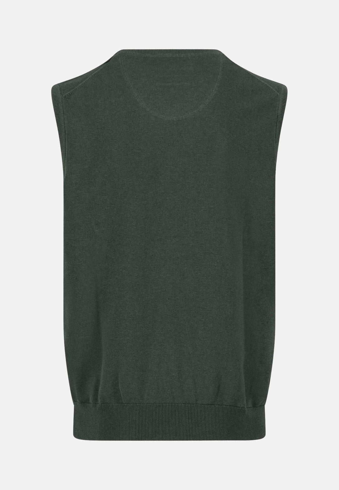 Superfine V-Neck Cotton Knit Vest Dark Ivy-Fynch-Hatton UK