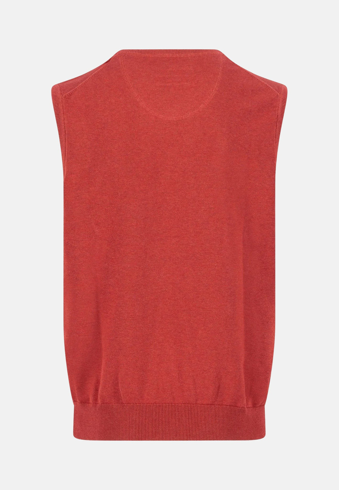 Superfine V-Neck Cotton Knit Vest Garnet Red-Fynch-Hatton UK