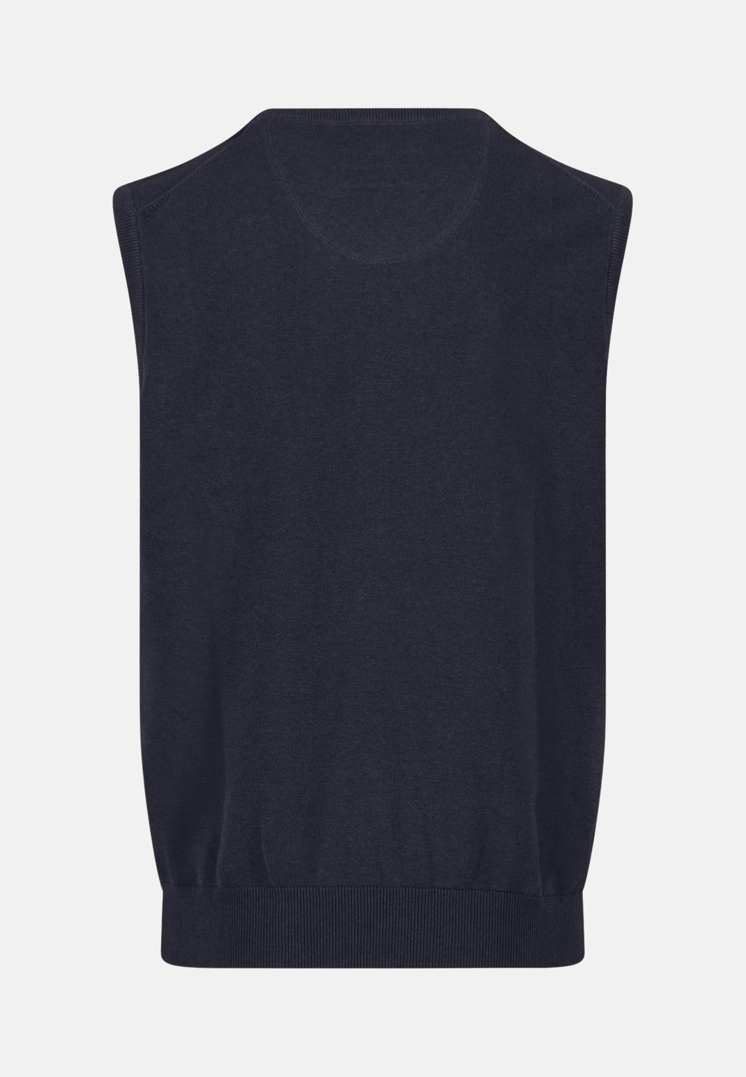Superfine V-Neck Cotton Knit Vest Navy-Fynch-Hatton UK