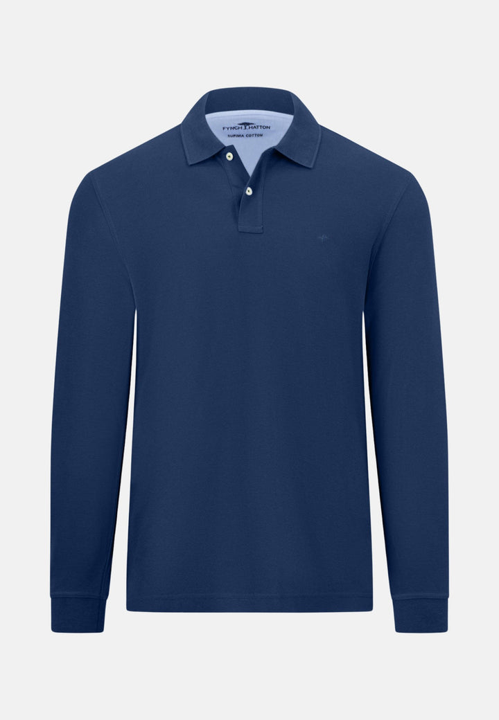 Supima Cotton LS Polo Shirt Midnight-Fynch-Hatton UK