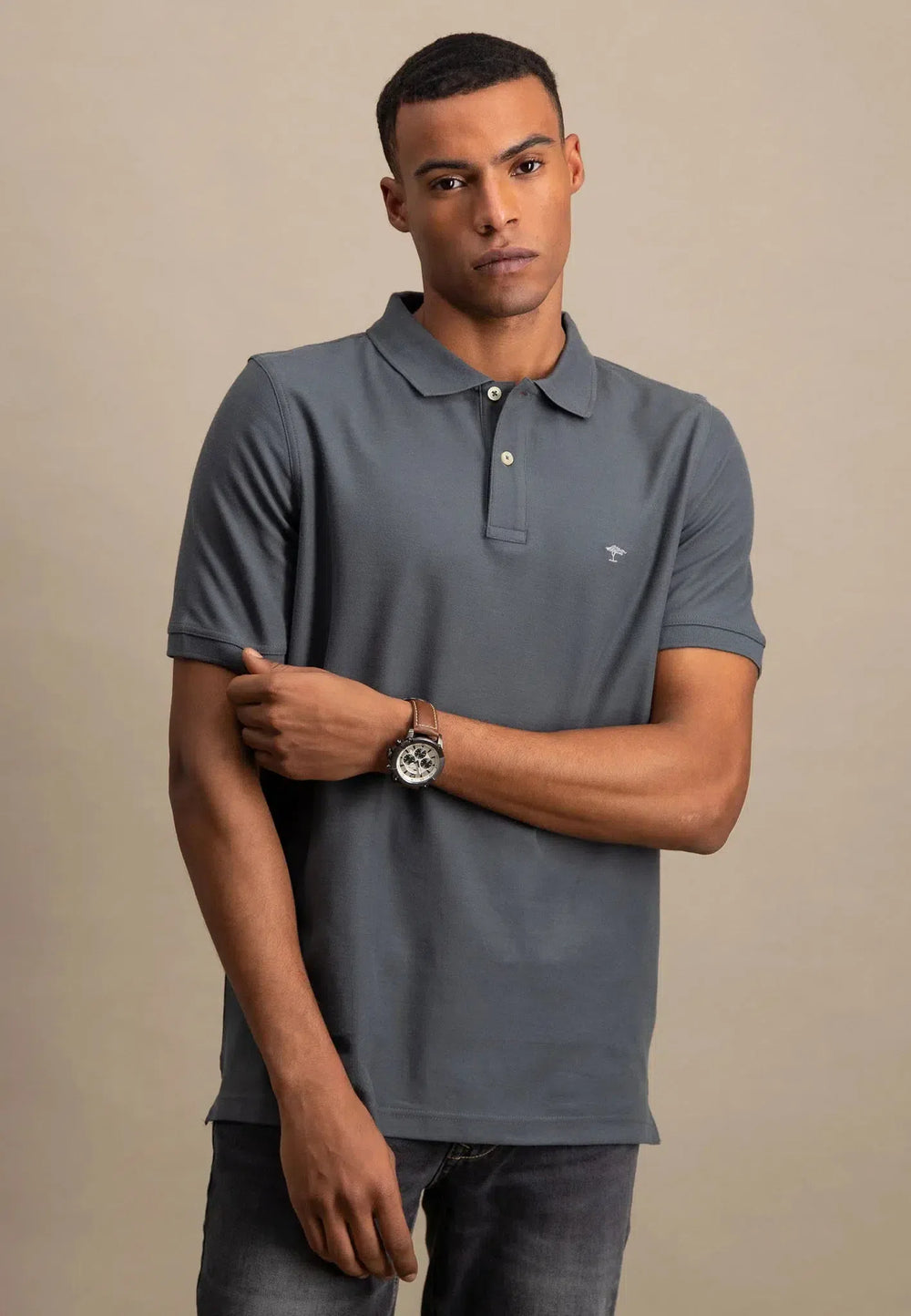 Supima Cotton Polo Shirt Asphalt-Fynch-Hatton UK