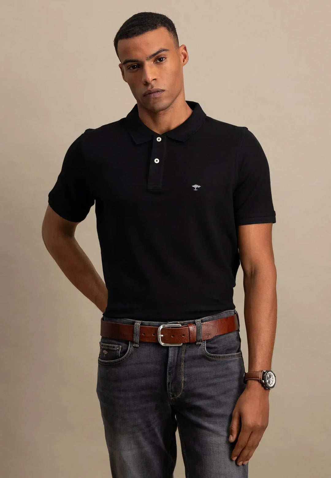 Supima Cotton Polo Shirt Black-Fynch-Hatton UK