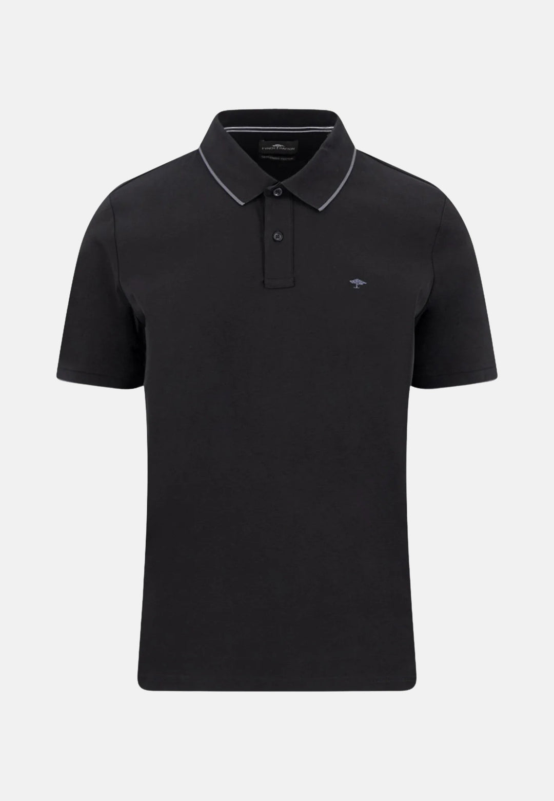 Tipped Cotton Polo Shirt Black-Fynch-Hatton UK