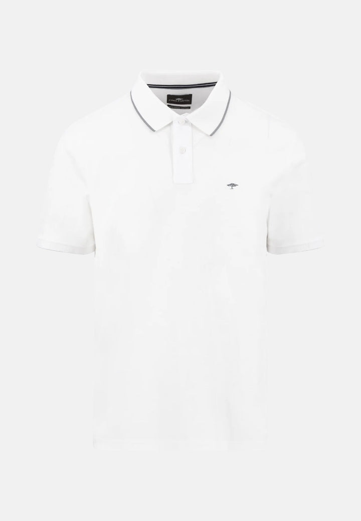 Tipped Cotton Polo Shirt White-Fynch-Hatton UK