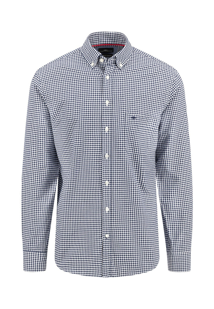 VICHY CHECK SHIRT NAVY-Fynch-Hatton UK