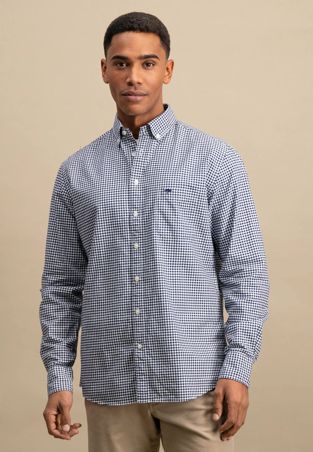 Vichy Check Shirt Navy-Fynch-Hatton UK