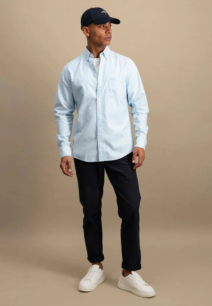 Vichy Check Shirt Ocean Blue-Fynch-Hatton UK