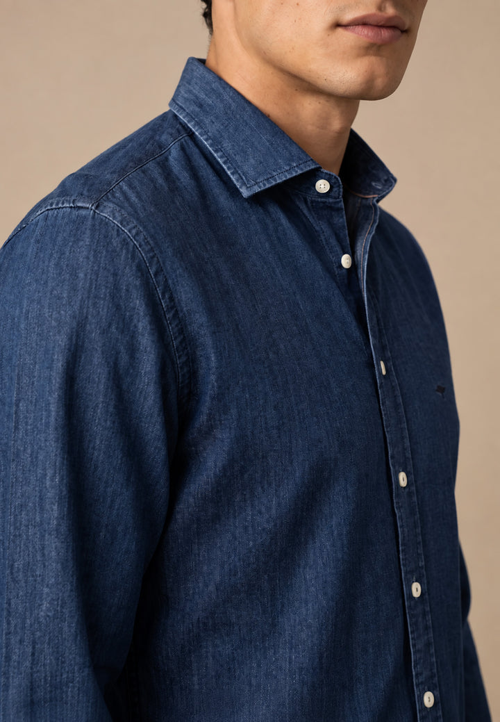 Egyptian Denim Kent Collar Shirt Ink Blue
