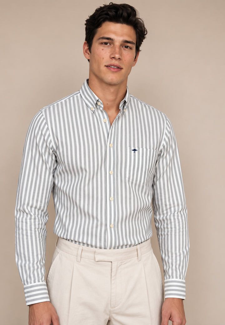 Oxford Stripe Button Down Shirt Teal