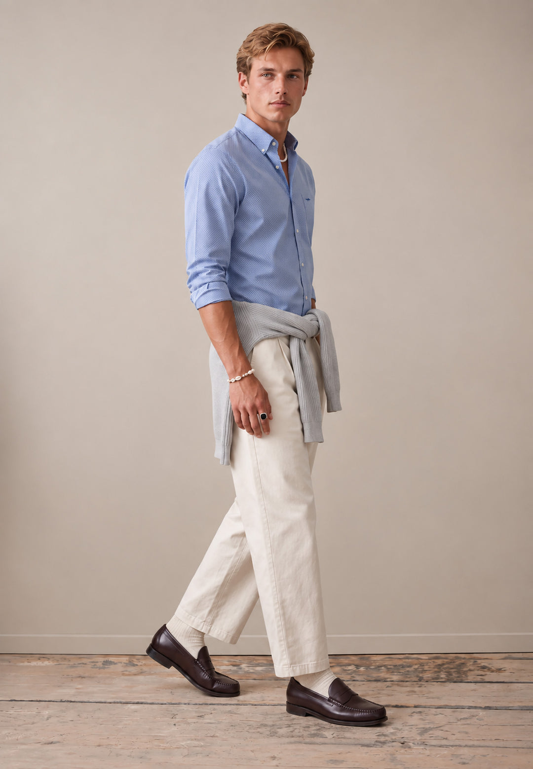 Minimal Print Button Down Shirt Grape