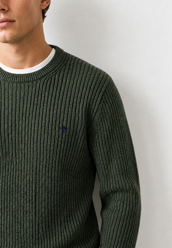 Ribbed Cotton Crewneck Knit Cypress