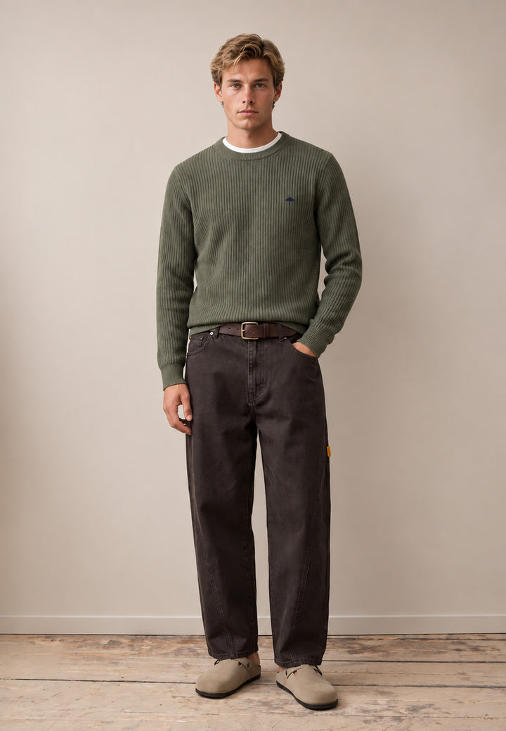 Ribbed Cotton Crewneck Knit Cypress