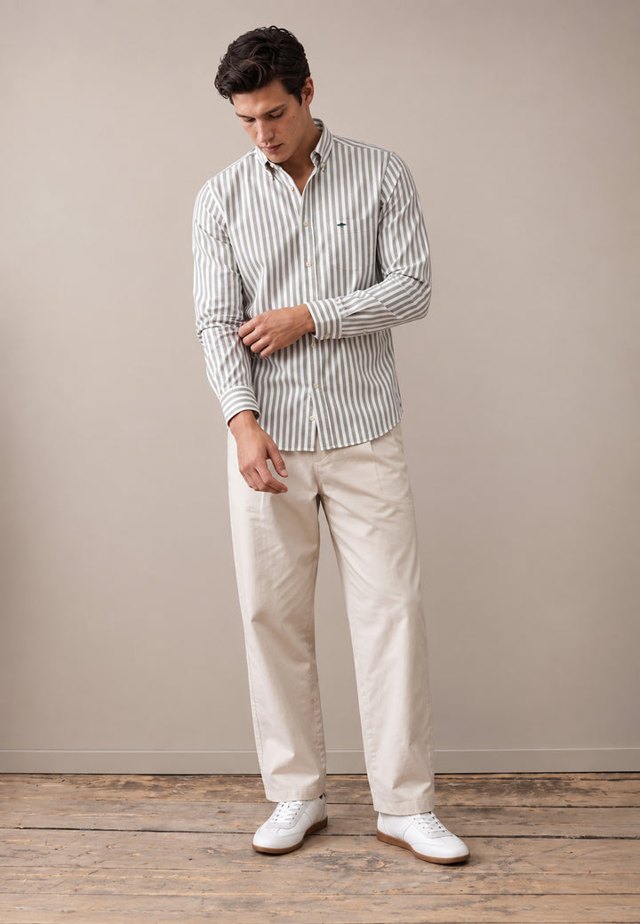 Oxford Stripe Button Down Shirt Teal