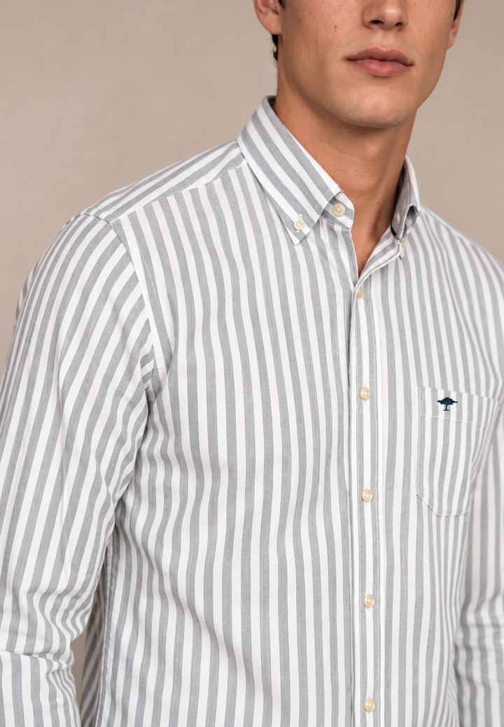 Oxford Stripe Button Down Shirt Teal