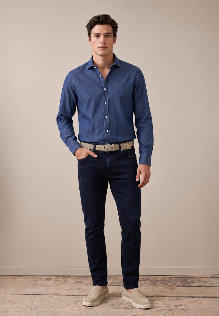 Egyptian Denim Kent Collar Shirt Ink Blue
