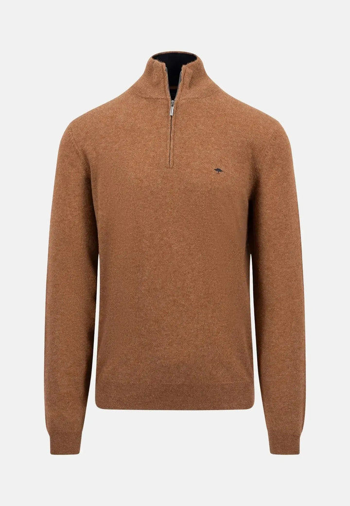 fynch-hatton-1/4 Zip Merino Cashmere Knit Hazel