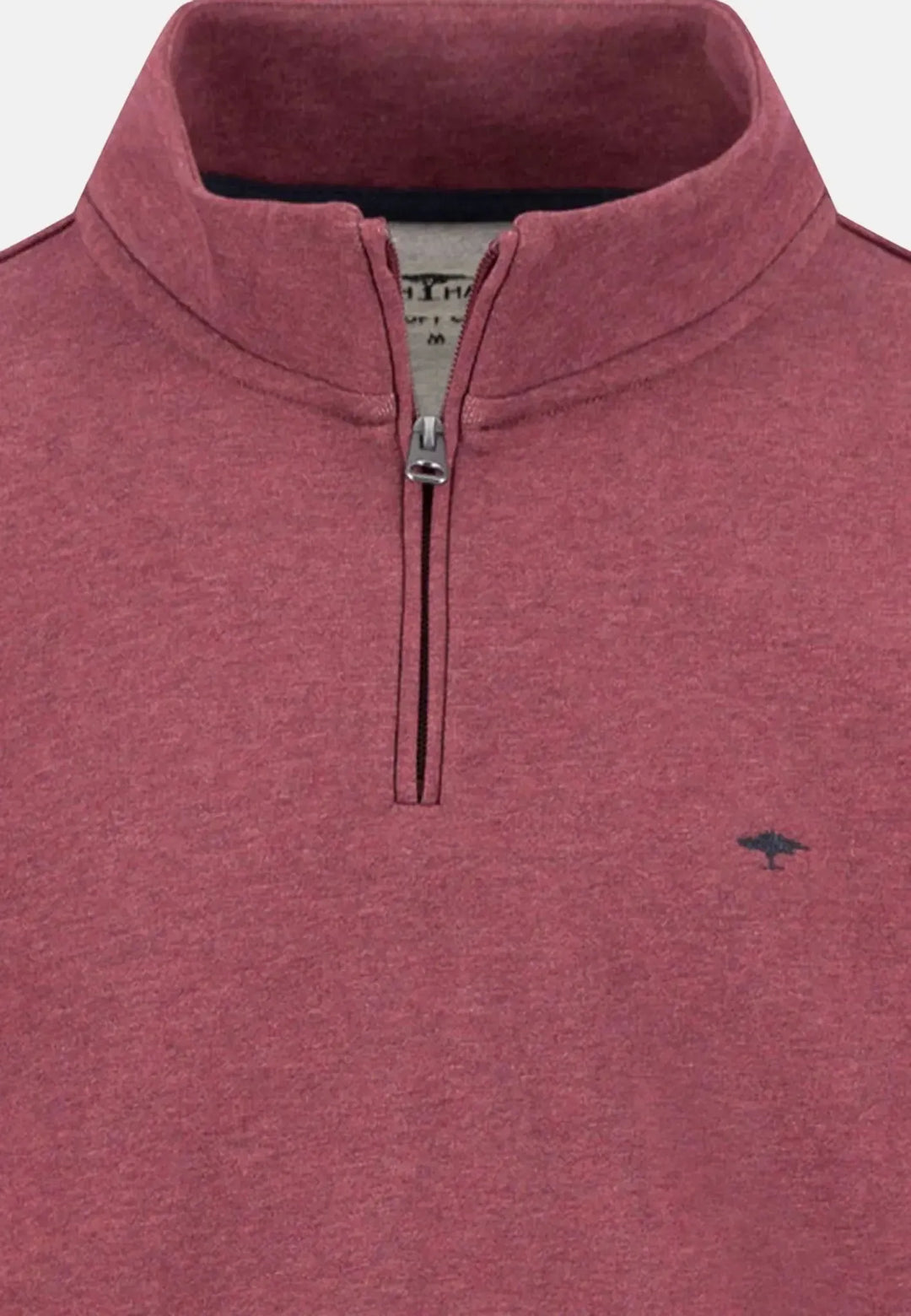 fynch-hatton-1/4 Zip Stand Collar Cotton Sweat Deep Merlot