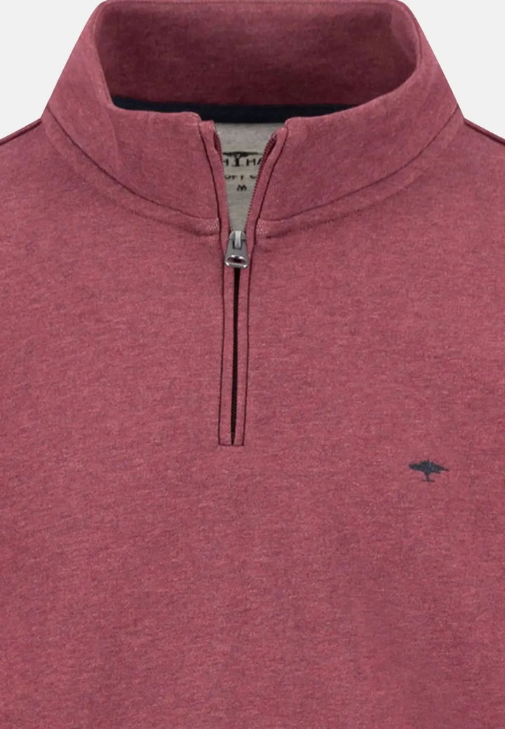 fynch-hatton-1/4 Zip Stand Collar Cotton Sweat Deep Merlot