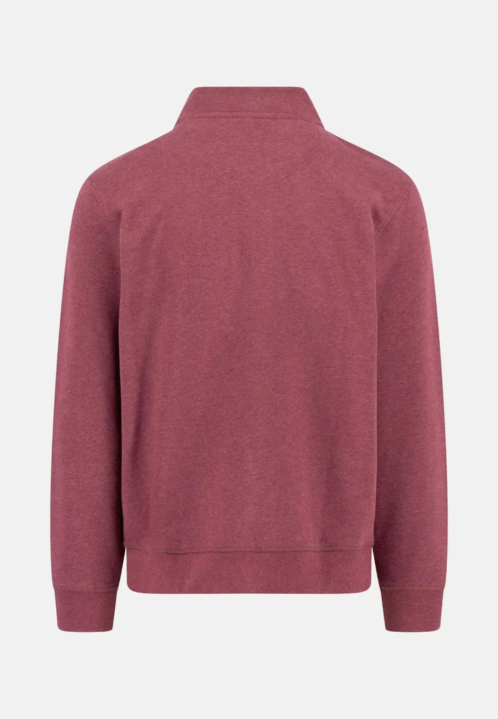 fynch-hatton-1/4 Zip Stand Collar Cotton Sweat Deep Merlot