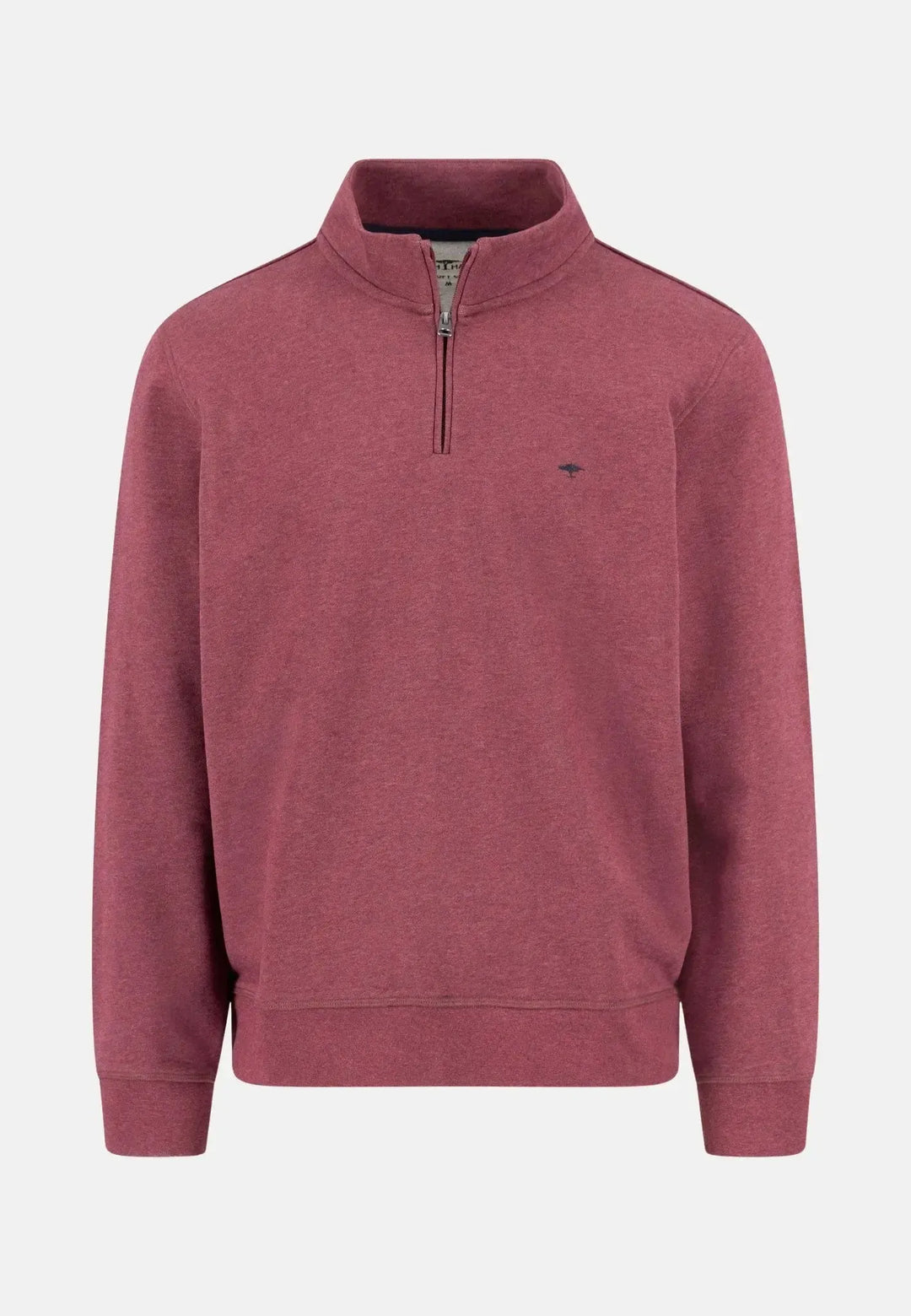 fynch-hatton-1/4 Zip Stand Collar Cotton Sweat Deep Merlot