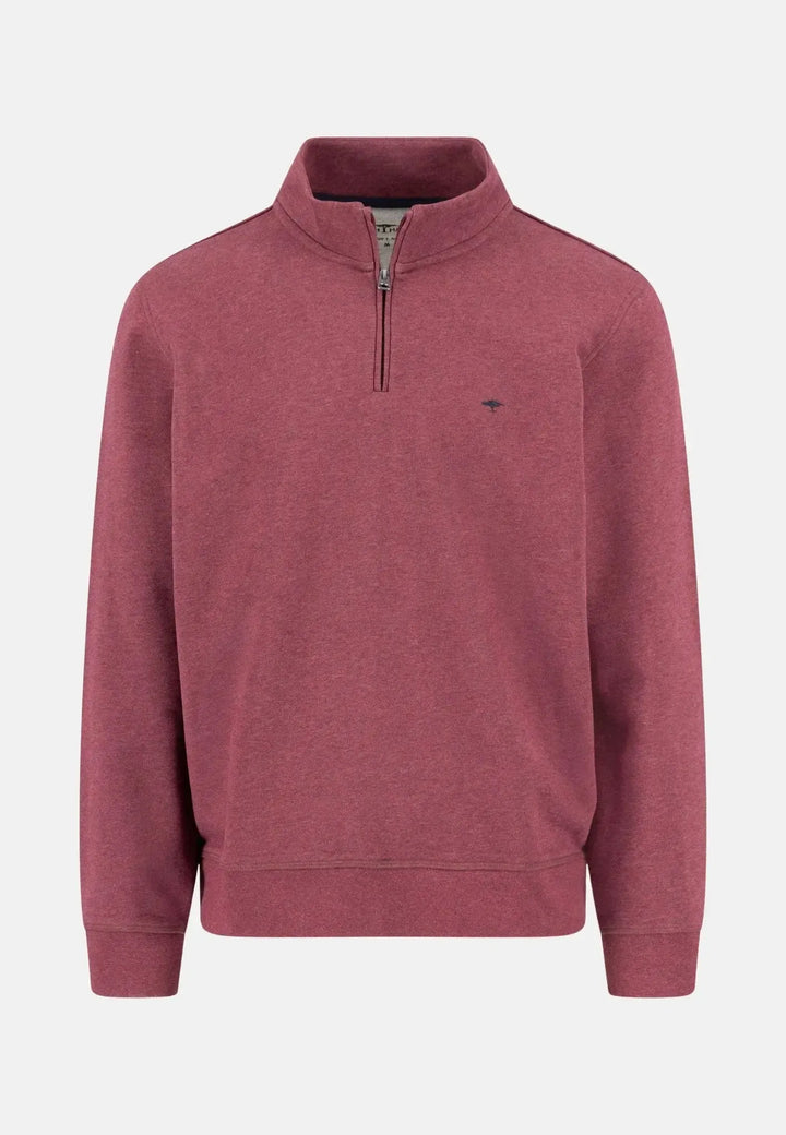 fynch-hatton-1/4 Zip Stand Collar Cotton Sweat Deep Merlot