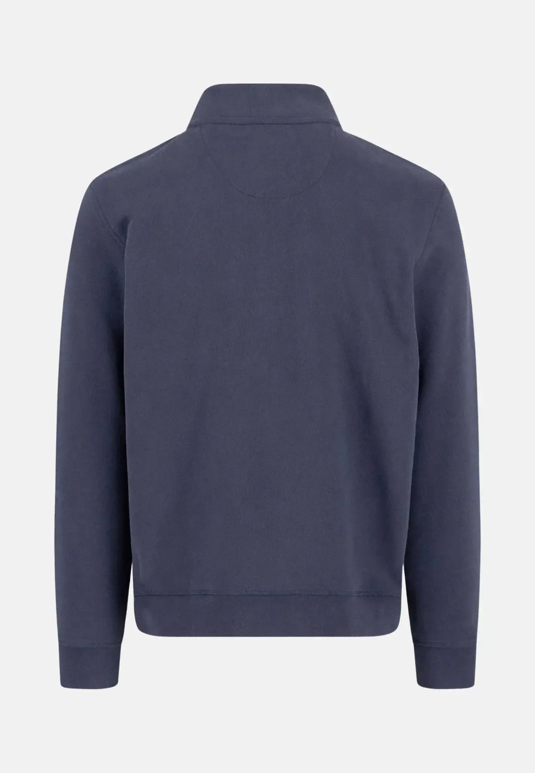 fynch-hatton-1/4 Zip Stand Collar Cotton Sweat Navy