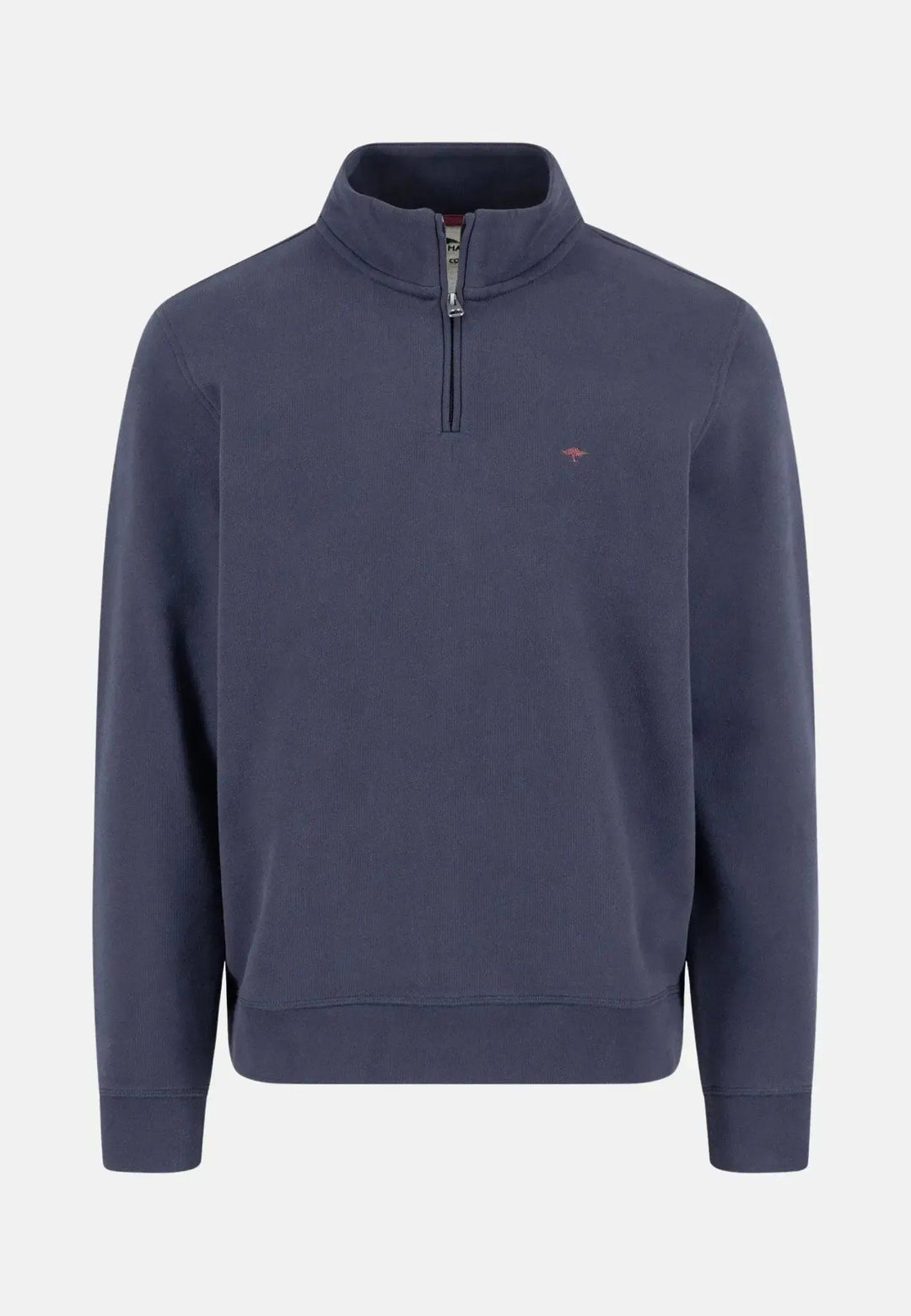 fynch-hatton-1/4 Zip Stand Collar Cotton Sweat Navy