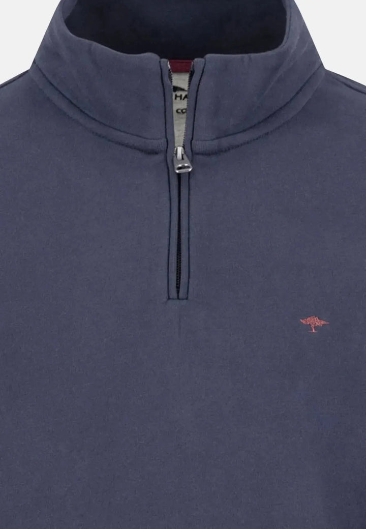 Fynch - Hatton 1/4 Zip Stand Collar Cotton Sweat Navy - 15141351-685-S - fynch - hatton.co.uk