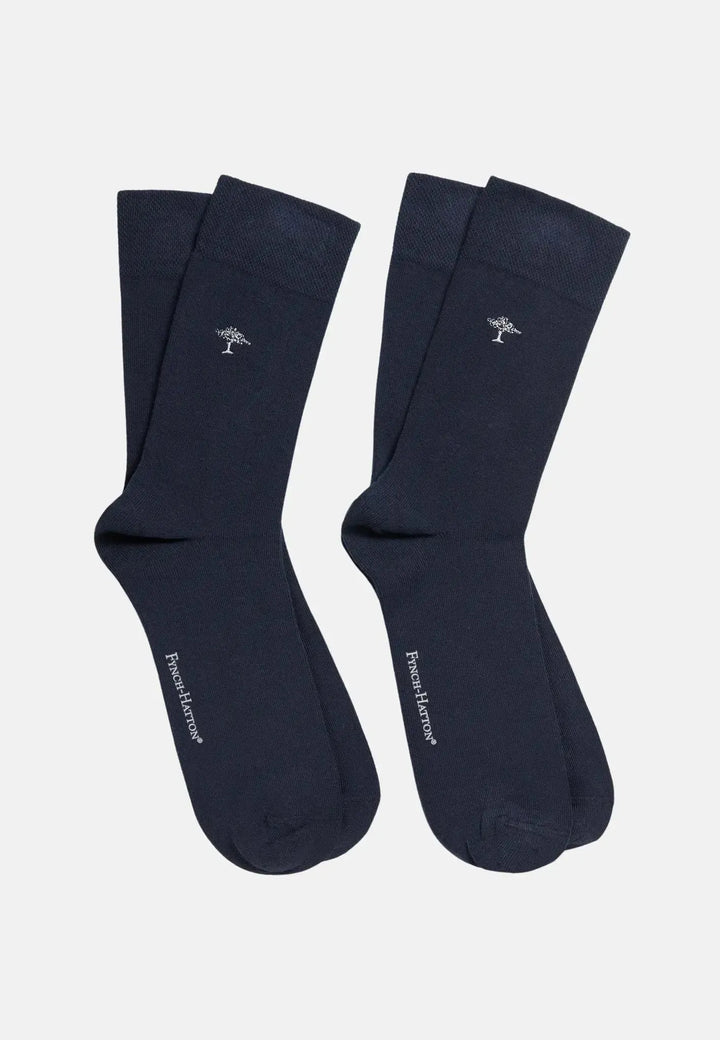fynch-hatton-2-Pack Embroidered Logo Socks Navy
