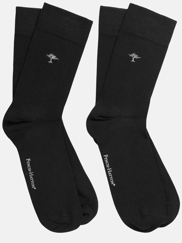 fynch-hatton-2-Pack Logo Embroidery Socks Black