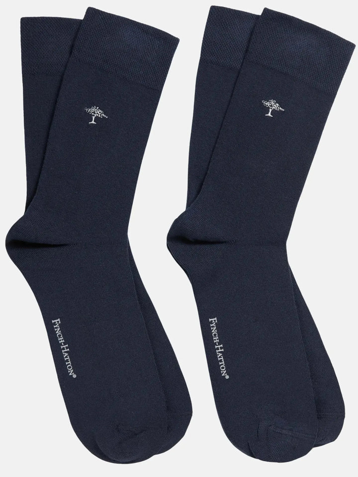 fynch-hatton-2-Pack Logo Embroidery Socks Navy