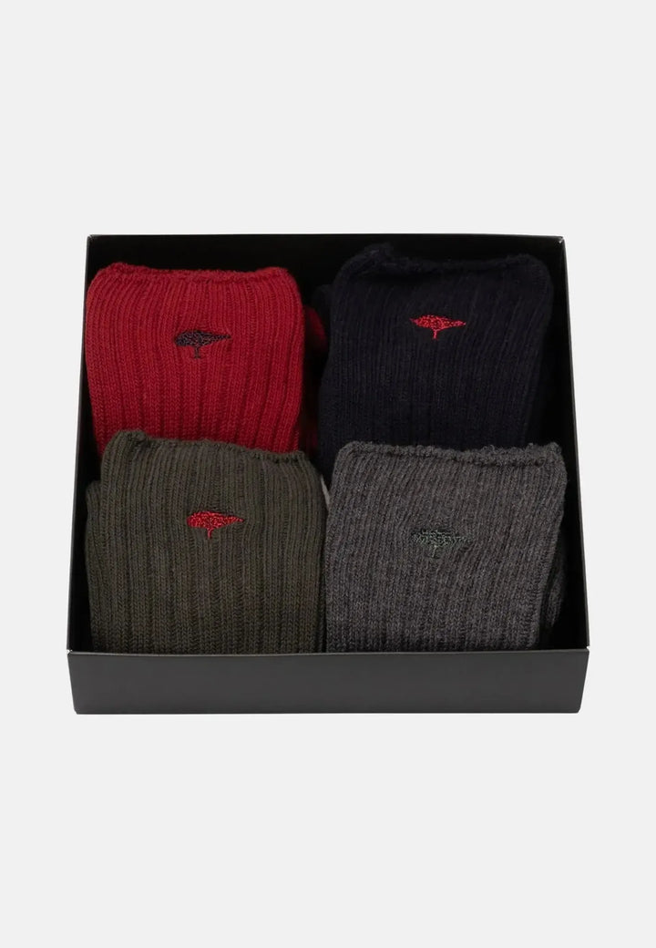 fynch-hatton-4-Pack Gift Box Ribbed Wool Socks Mixed