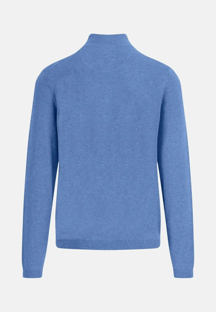 fynch-hatton-Air Cotton 1/4 Zip Knit Crystal Blue