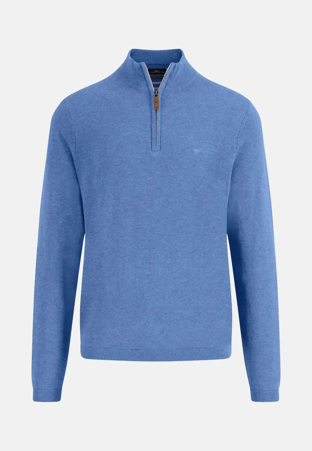 fynch-hatton-Air Cotton 1/4 Zip Knit Crystal Blue