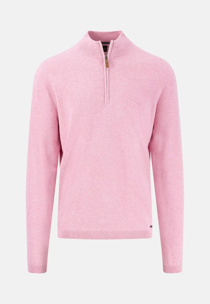 fynch-hatton-Air Cotton 1/4 Zip Knit Peony
