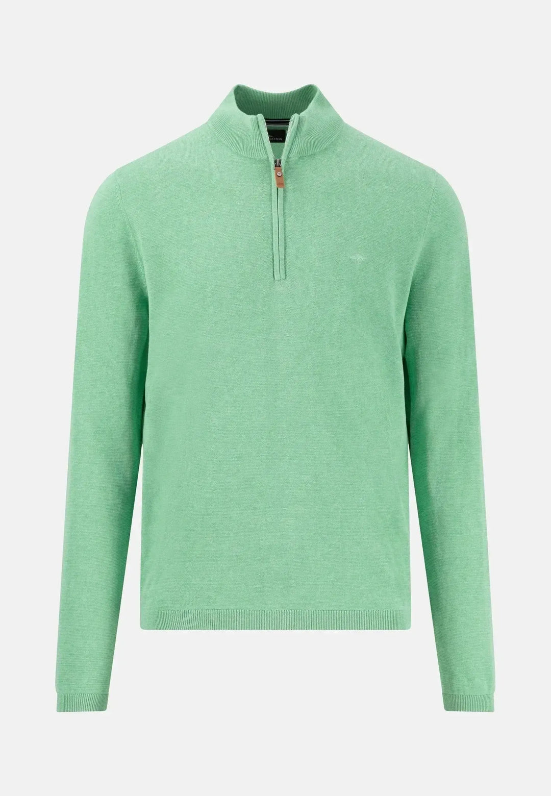 fynch-hatton-Air Cotton 1/4 Zip Knit Turf Green