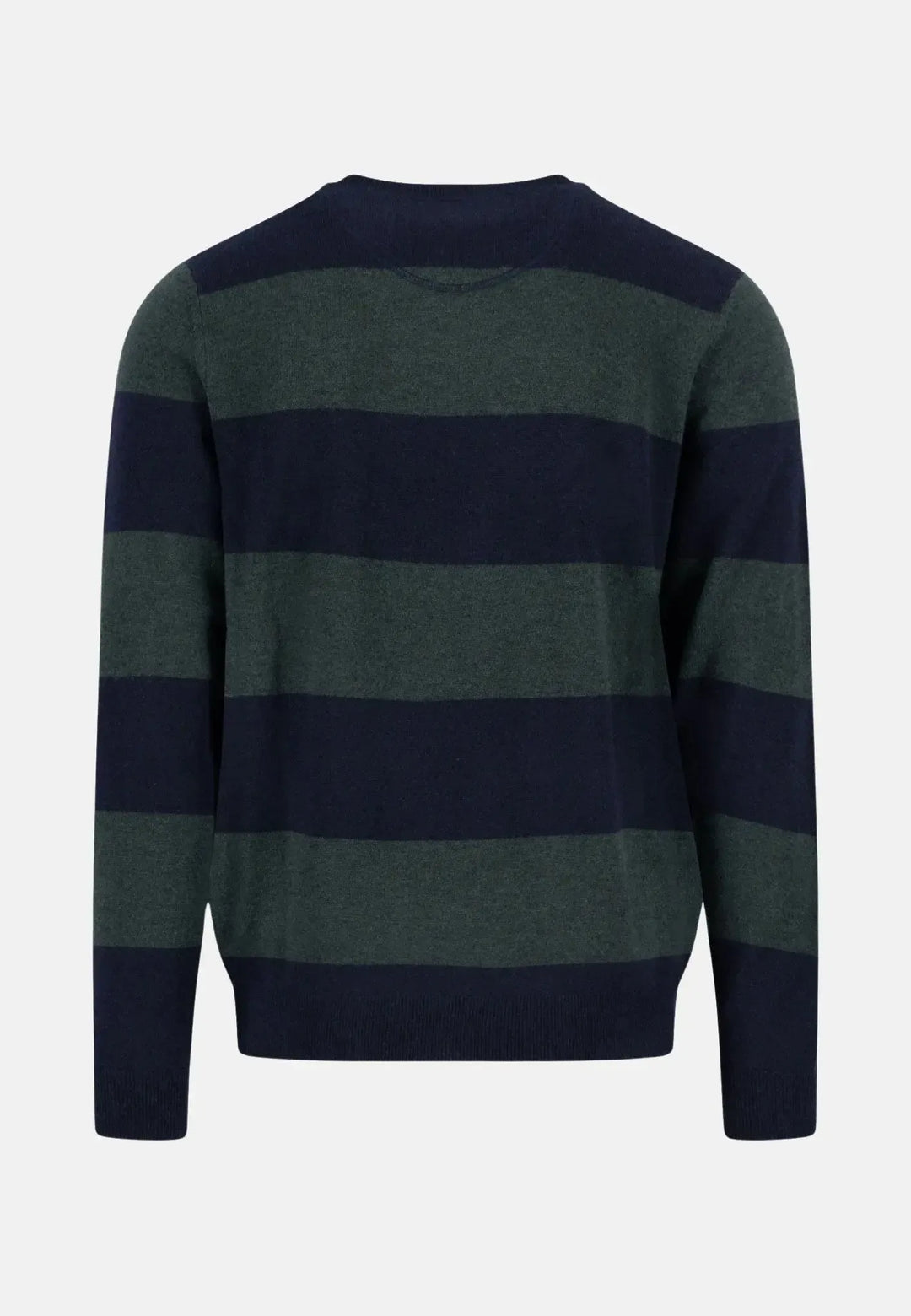 fynch-hatton-Block Stripe Merino Wool Cashmere Crewneck Knit Navy