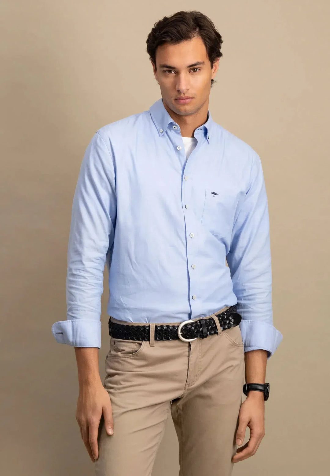 fynch-hatton-Button Down Oxford Shirt Light Blue