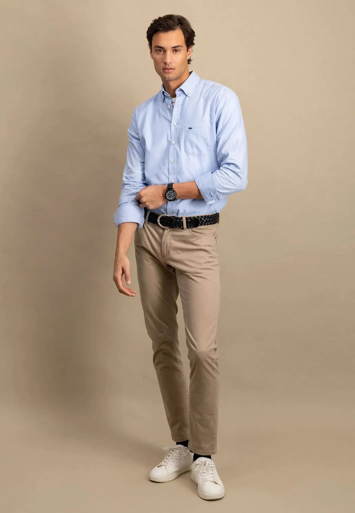 fynch-hatton-Button Down Oxford Shirt Light Blue
