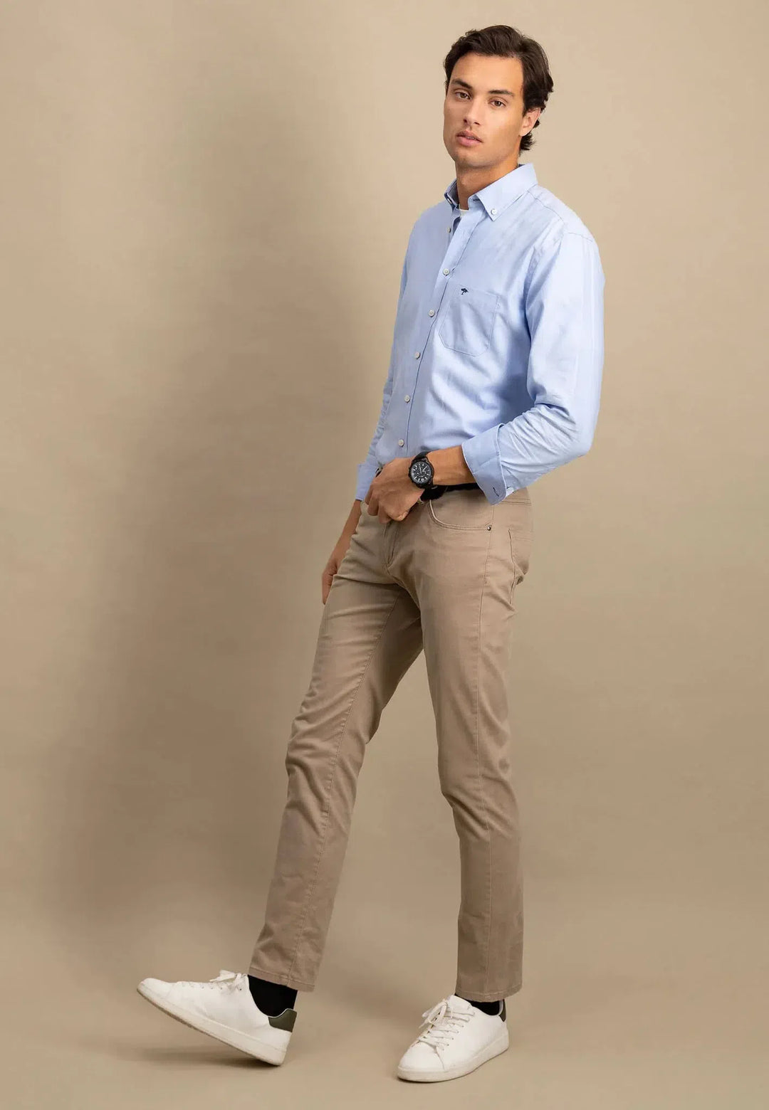 fynch-hatton-Button Down Oxford Shirt Light Blue
